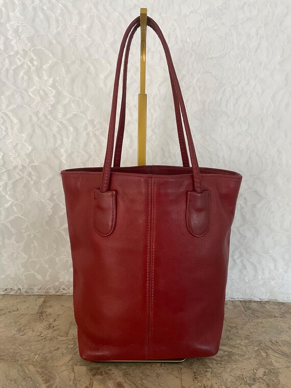 バッグ OLD COACH Large tote bag RED NEW Coach 1990's Vtg Red Leather LG Legacy Zip Satchel Tote