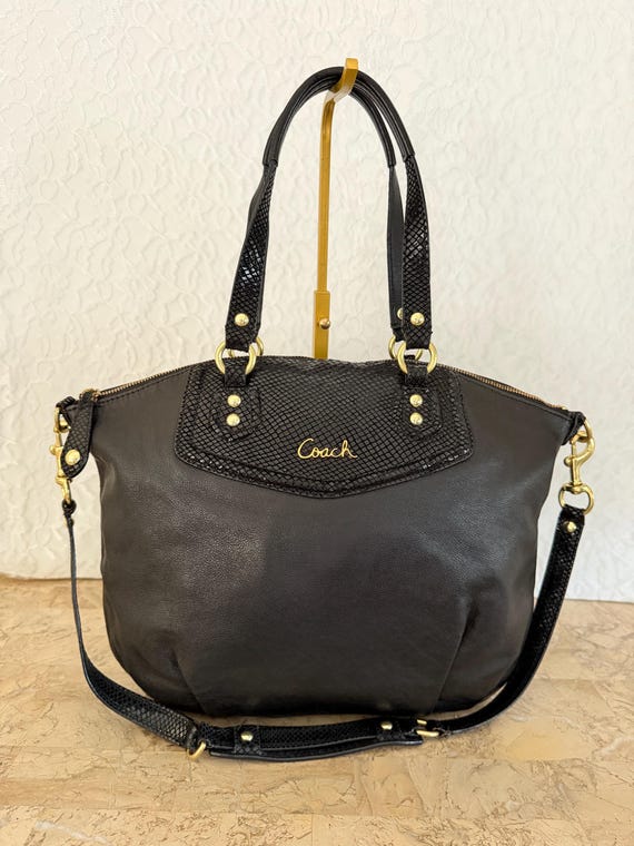 Coach Ashley black leather satchel shoulder bag - Gem