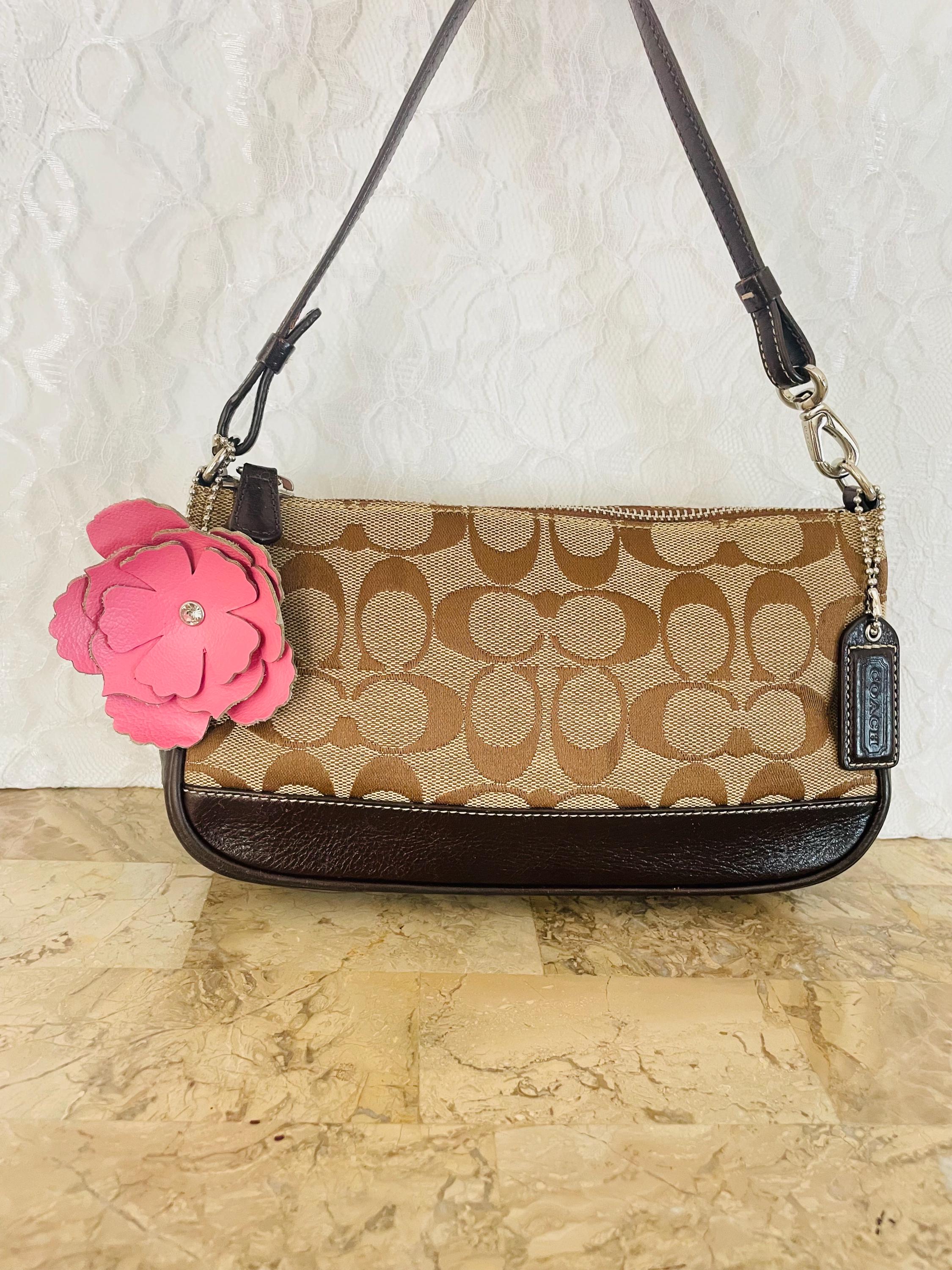 Vtg COACH Hampton Canvas/leather Y2K Demi Pouch Mini