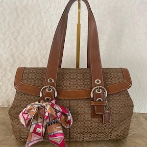 バッグ Coach Soho signature Hand bag Brown Coach SOHO Signature Jacquard & Leather Brown Shoulder Tote Purse