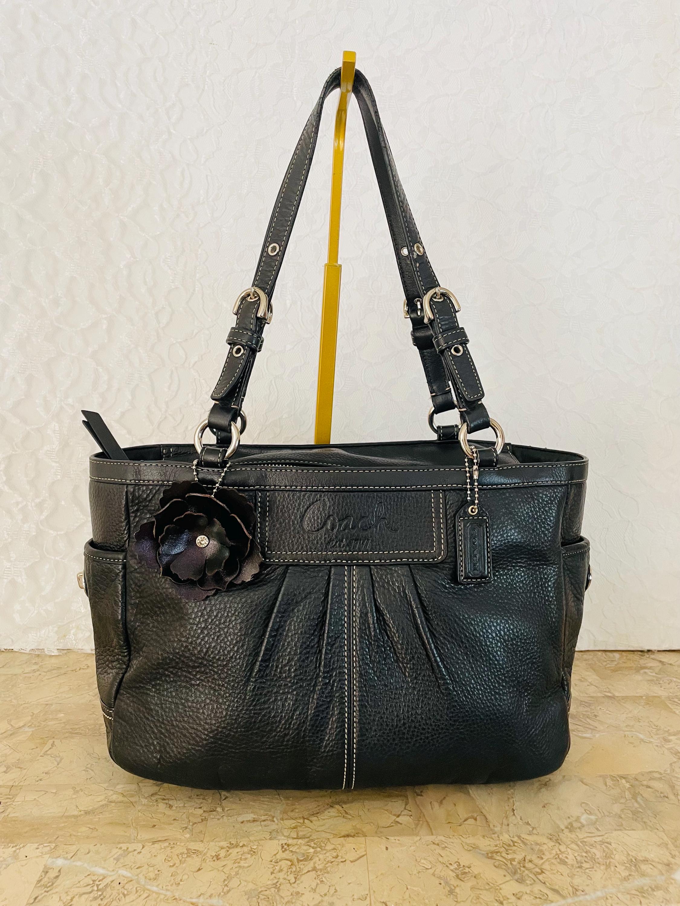 RARE LIMITED EDITION Coach Gallery Black Tote Leather Shoulder Bag