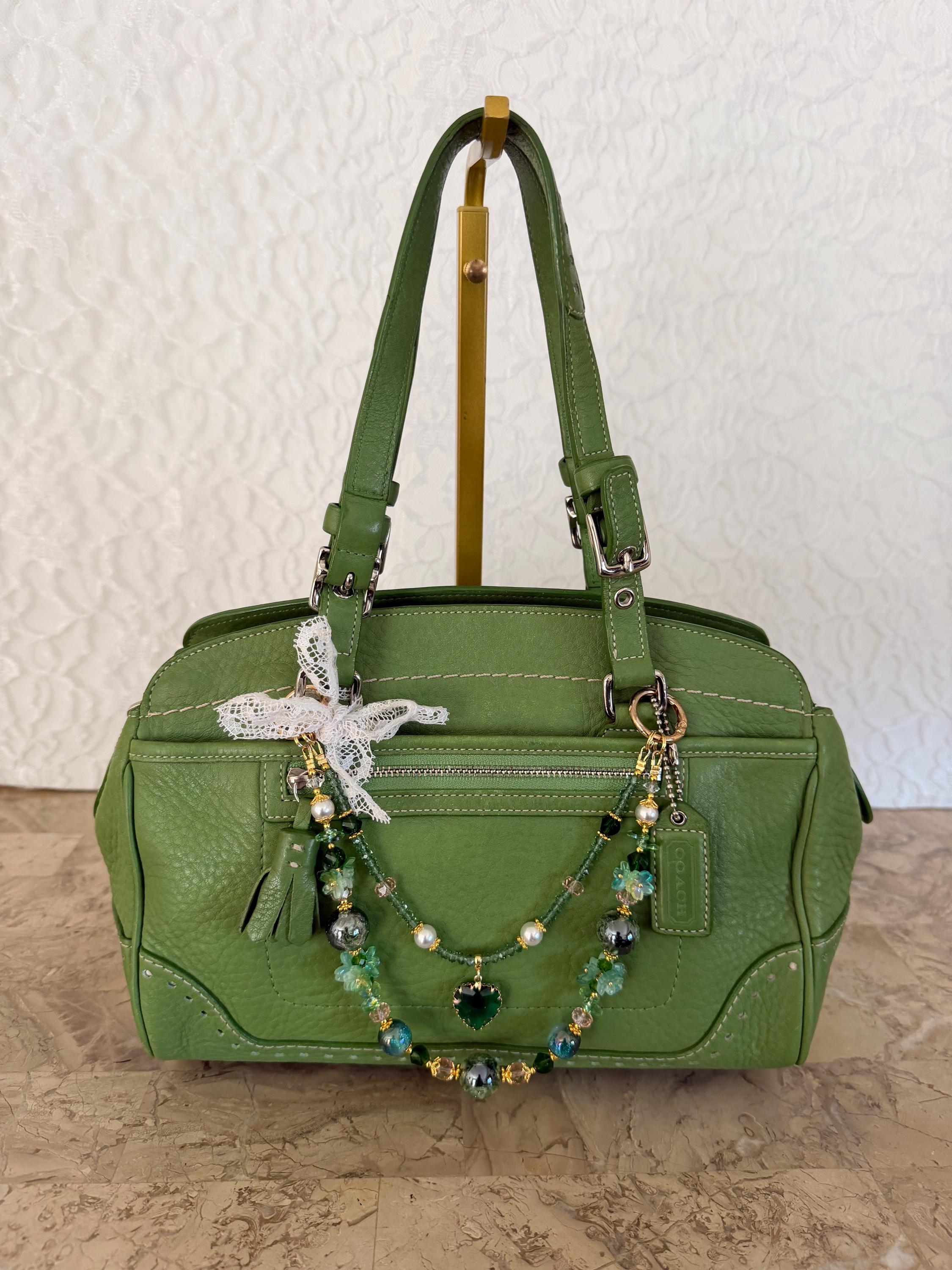 バッグ 2202 Vintage Coach Vanity Handbag Green Vintage Coach Lindsay Bag 9888 Bottle Green USA – Cristina Moda