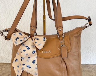 L Coach Hamptons Signature Canvas Leather Braided Satchel Shoulder