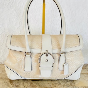 Bolso de hombro Coach SOHO Signature C Canvas Leather Crema/blanco 6821