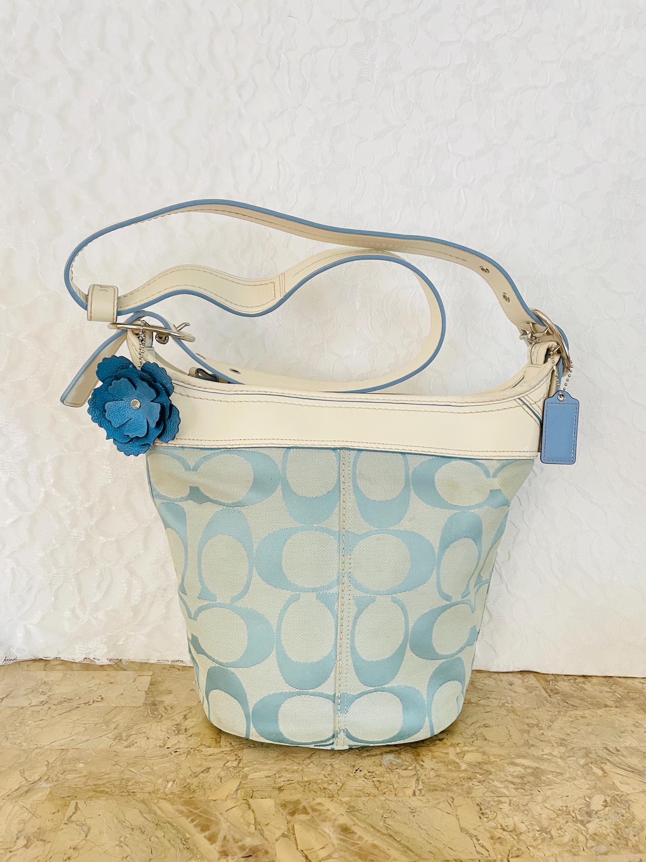 バッグ Coach Vintage Bleecker Blue Bucket Bag Coach 11422 MEDIUM Vintage Bleecker Sky Blue Leather Bucket