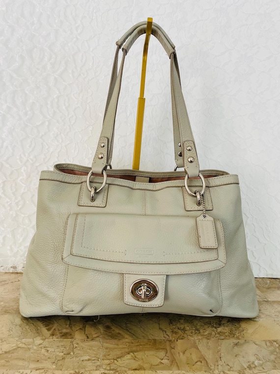Coach Penelope Light Gray Pebble Leather Satchel BAG PURSE