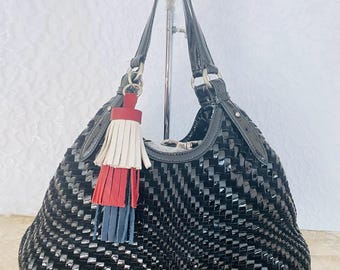 Cole Haan Genevieve Woven Leather Triangle Shape Shoulder