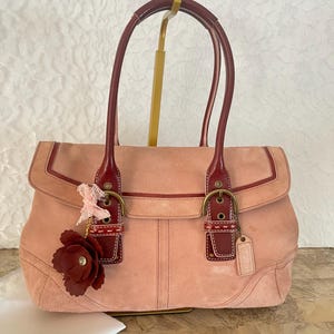 Rare Coach SOHO Pale Pink Leather Suede Shoulder Bag Handbag 9674