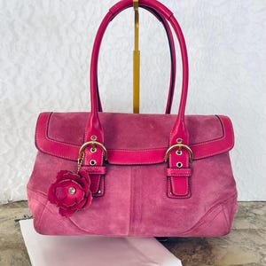 Rare Coach SOHO Pink/hot Pink Suede Leather Shoulder Bag