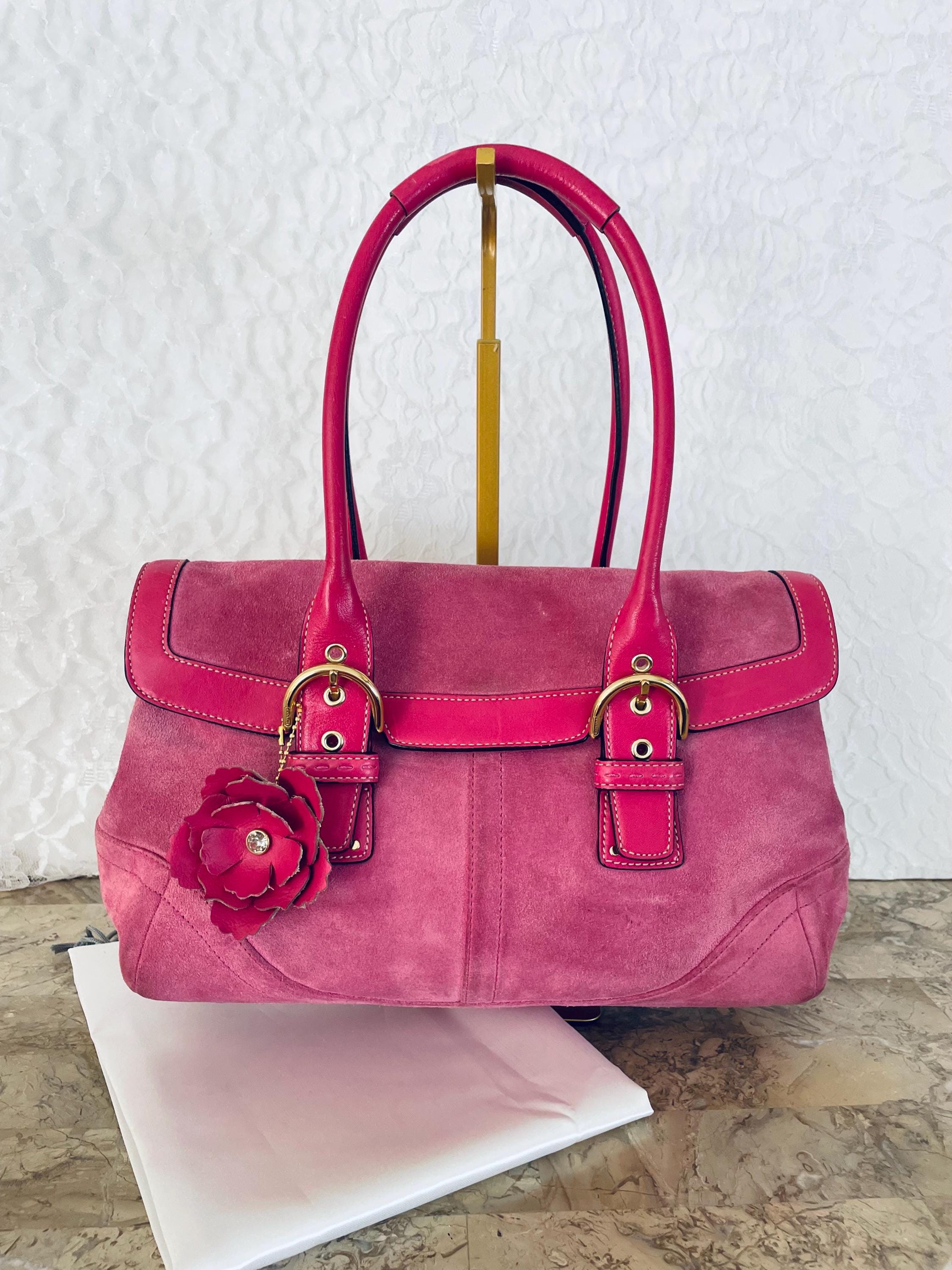 Rare Coach SOHO Pink/hot Pink Suede Leather Shoulder Bag