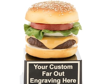 Far Out Awards Mini Slider Burger Trophy Cheeseburger Eating Contest Trophies Best Burger Trophy Hamburger Awards Cheeseburger Cook Off Trophy