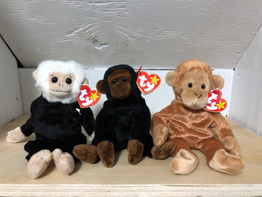 Congo, Bongo, and Mooch Beanie Baby Set of 3, TY Beanie Baby, Monkey