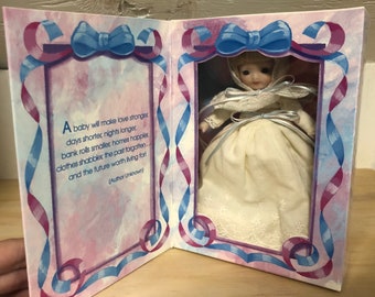 Vintage Marie Osmond Birth Announcement Greeting Card Porcelain Doll 1996