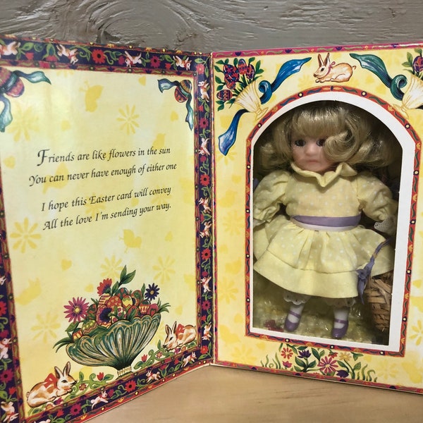 Vintage Marie Osmond Easter Greeting Card Porcelain Doll 1995