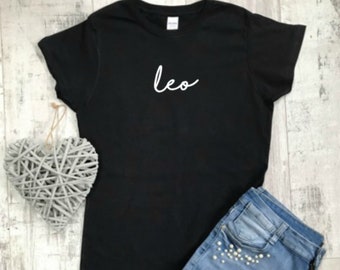 Leo Star Sign Ladies Glitter Bling T Shirt