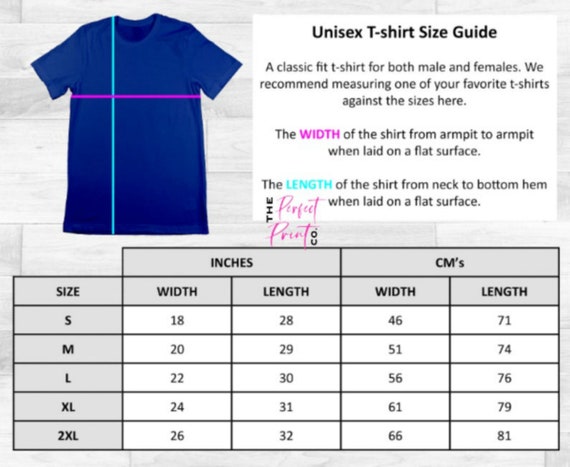 Ladies T Shirt Size Chart