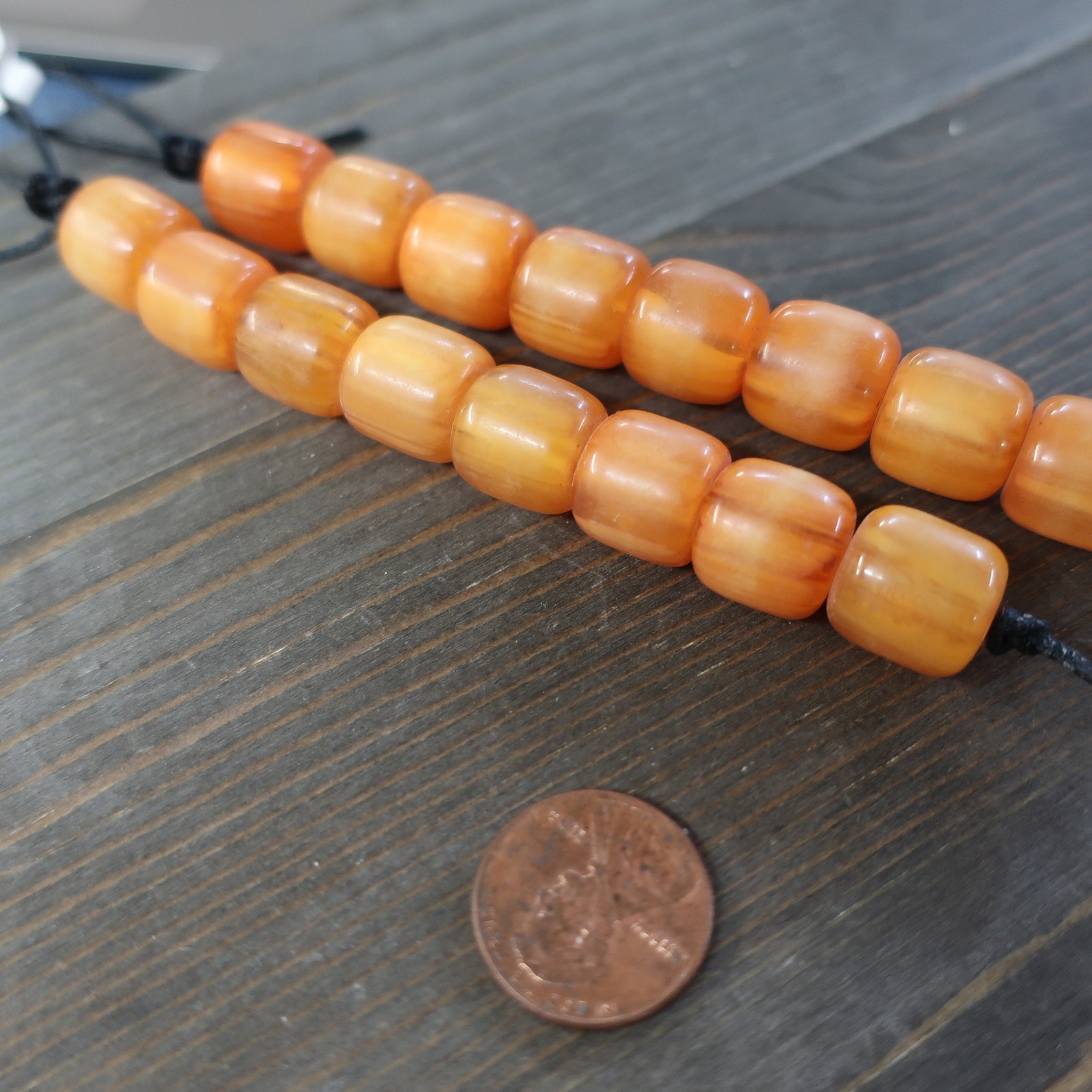 Orange Amber Barrel Beads 8 Bead Strand Genuine Natural Etsy
