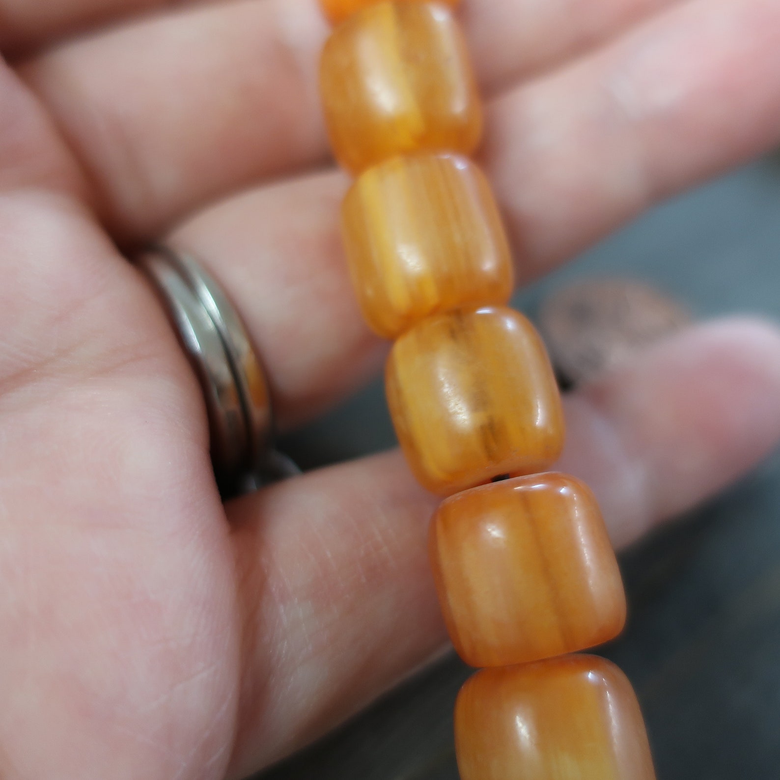 Orange Amber Barrel Beads 8 Bead Strand Genuine Natural Etsy