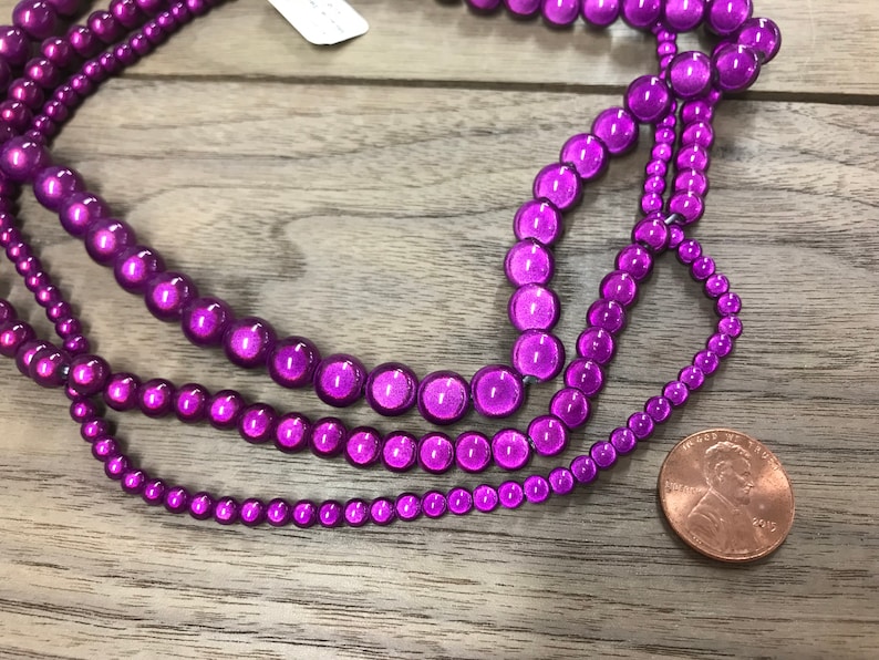 Various Sizes Purple Miracle Round Glass Beads