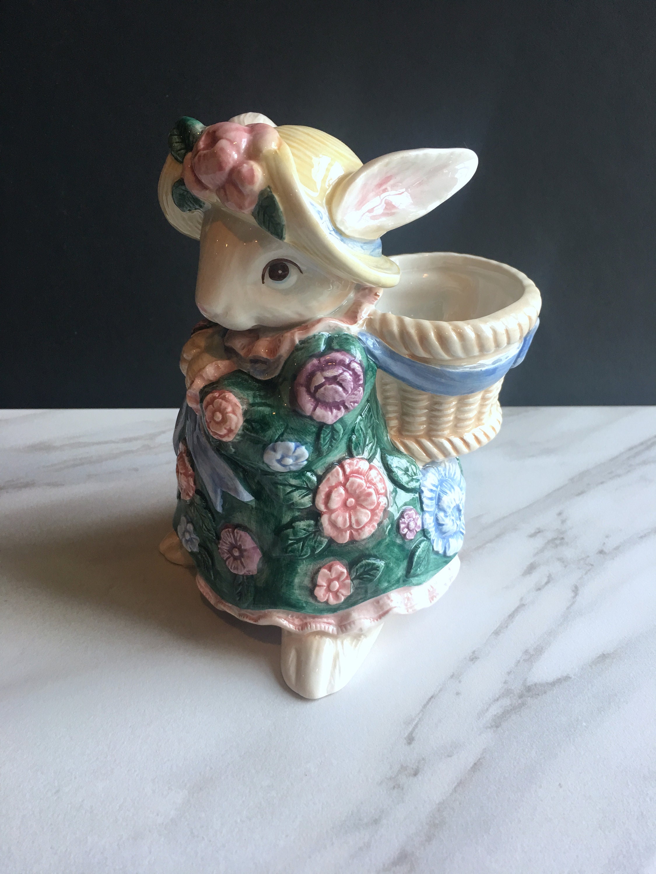 Vintage Fitz & Floyd Bunny Bud Vase. This is an Easter Bloomers Bunny