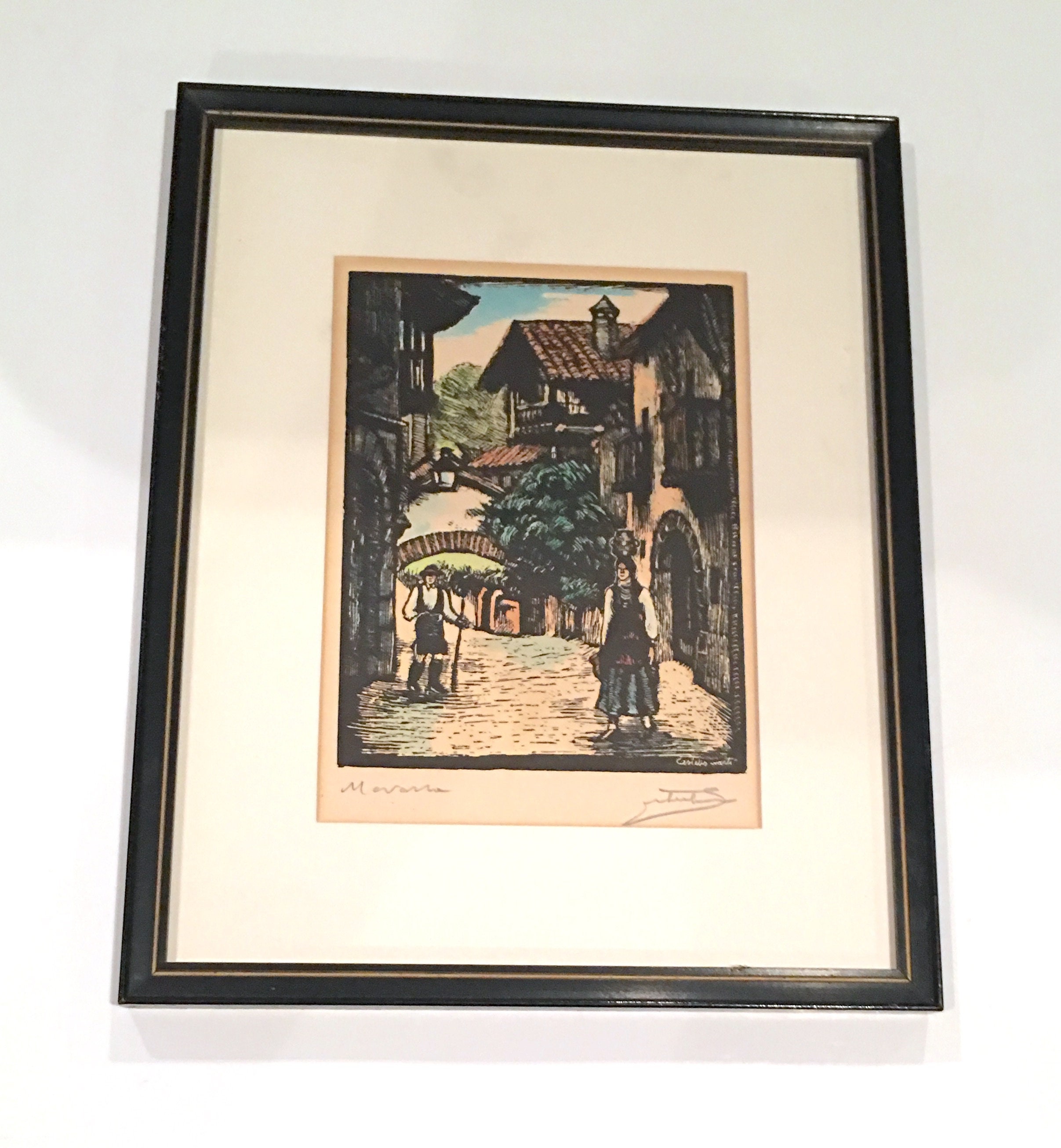 Vintage Juan Castells Martí LithographieKunstdruck. Dieser Vintage