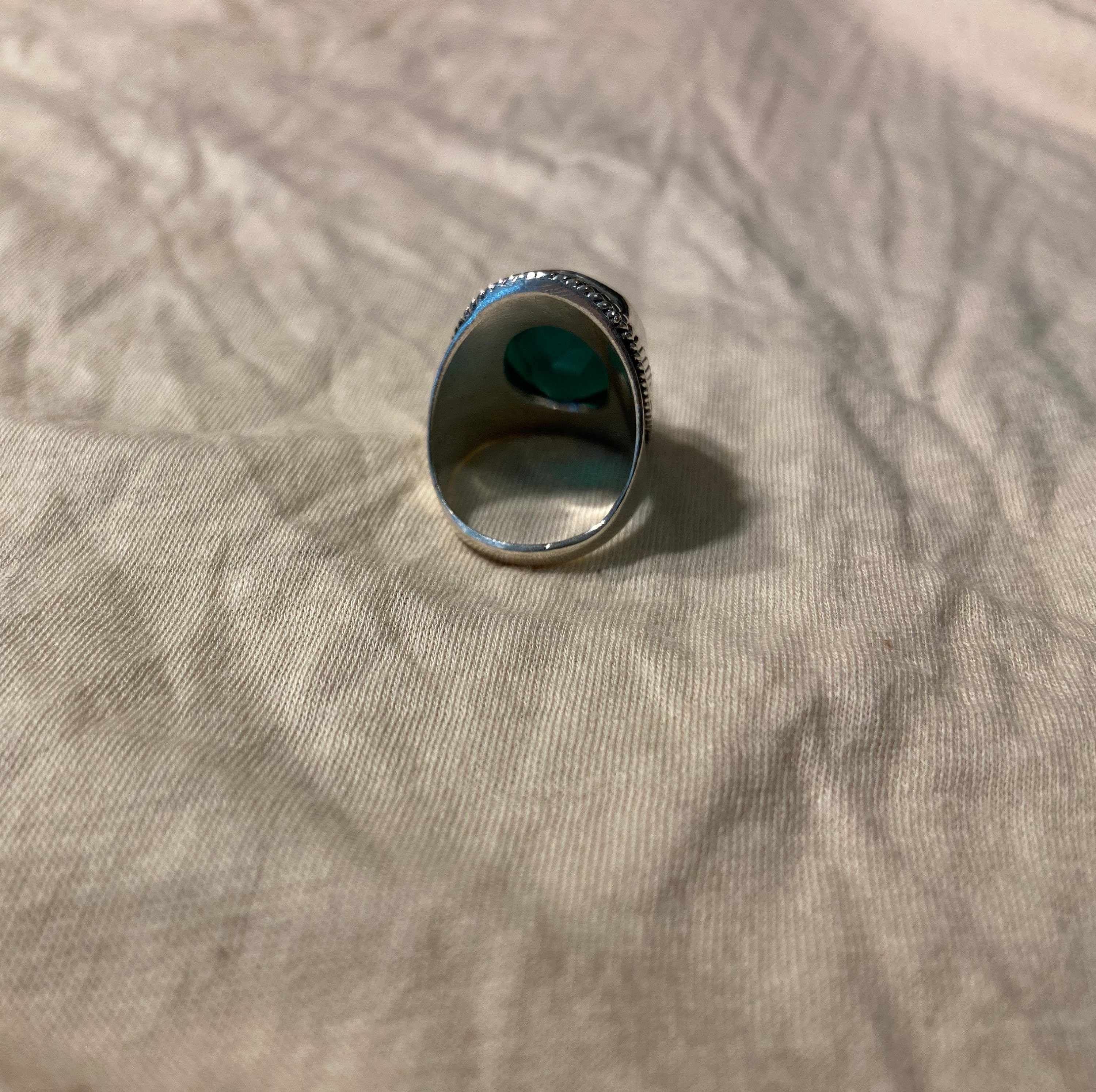 green onyx unique silver statement ring size 575 with free etsy