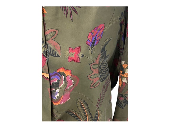 Vintage Rodier Silk Skirt Top Set Green Floral Pa… - image 4