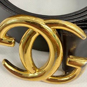 70s Vintage Gucci Gold Belt Buckle W/ Two Gucci Leather Belts Brown Black Unisex image 2