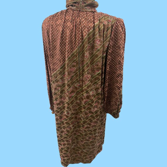 1970's Vintage Nina Ricci Retro Pattern Brown Sil… - image 9