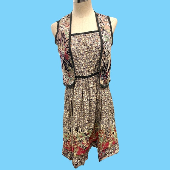 Vintage Cotton Floral Pattern Summer Sun Dress W/… - image 1