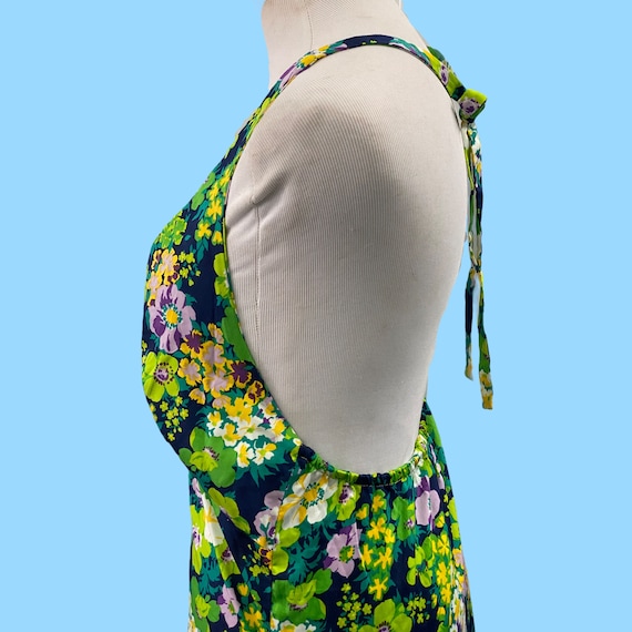 Vintage Maxi Halter Neck Floral Sun Dress Medium - image 6