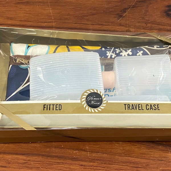 Retro 1970's Fitted Travel Case By Glamour House Vintage Floral Design NOS