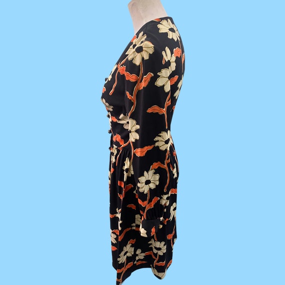 Vintage 1960s Black Floral Secretary Style Summer… - image 6