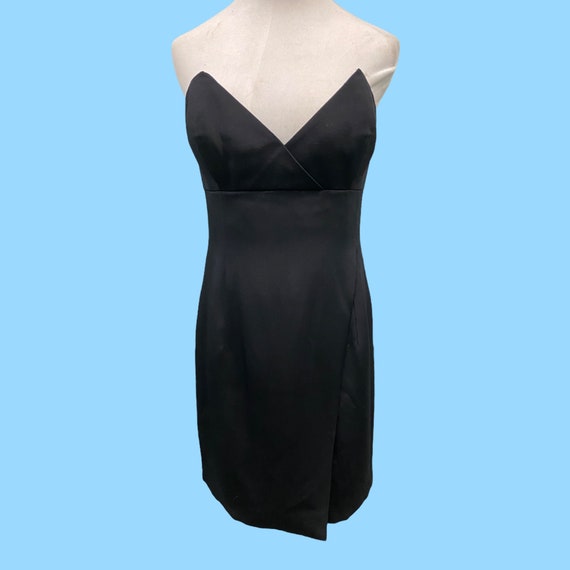 Vintage Eric Gaskins Black Silk Sheath Dress Size… - image 1