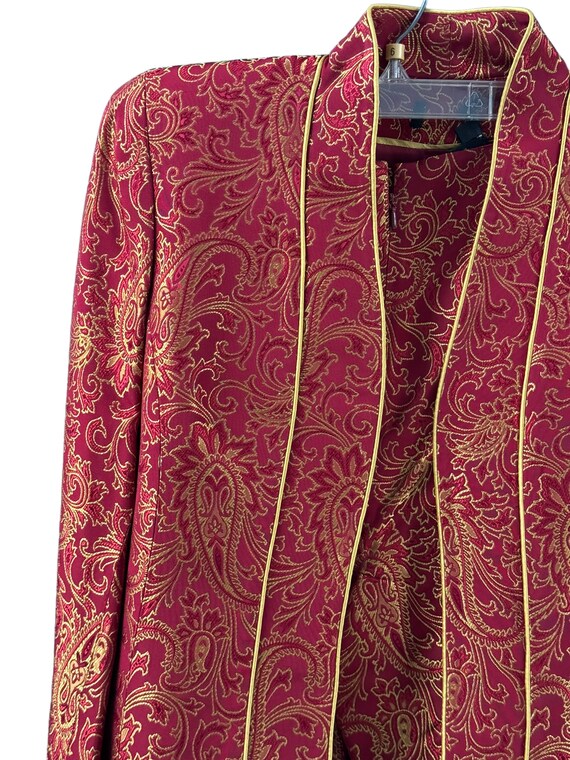 Vintage Red Gold Paisley Pattern 2 Piece Suit Siz… - image 2