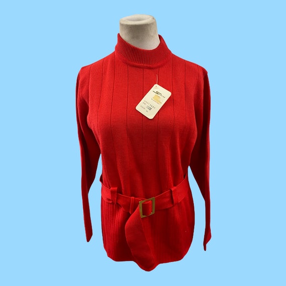 Vintage 1970's Woman's Red Sportif Wool Ski Top L… - image 2