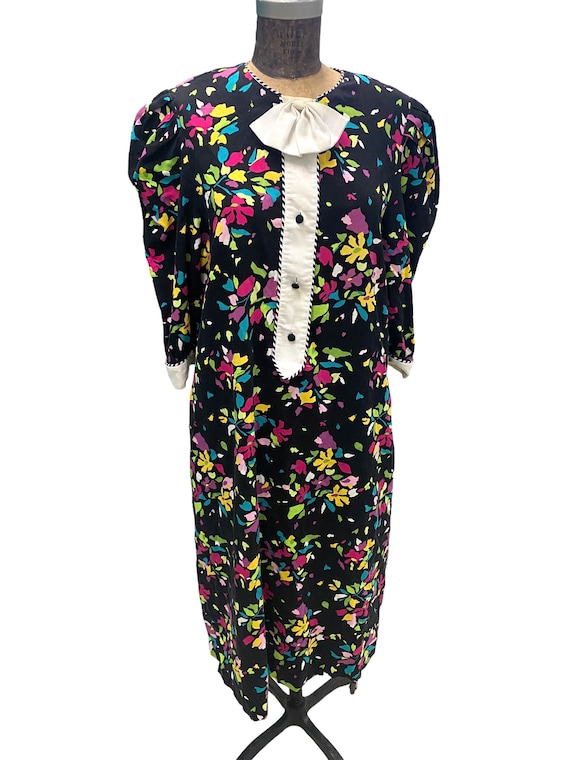 Vintage Georgette Trabolsi Floral Print Maxi Dress