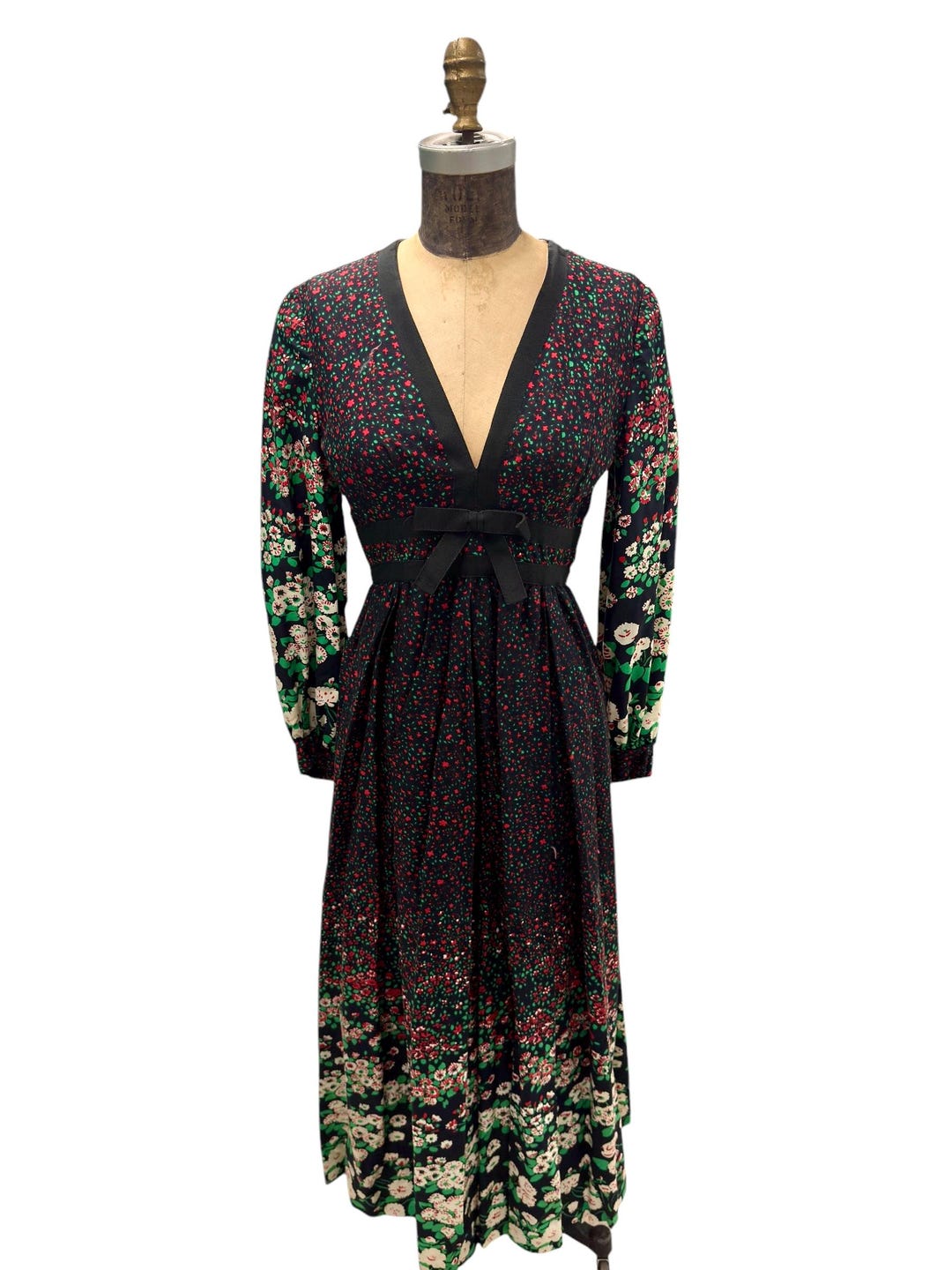 Vintage 70s Boho Floral Empire Waist Maxi Dress Wide Skirt - Medium - Etsy