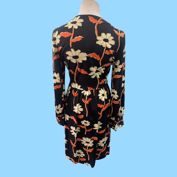 Vintage 1960s Black Floral Secretary Style Summer… - image 8