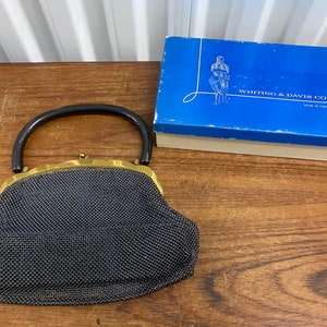 Vintage Whiting & Davis Dark Blue Diamond Mesh Bag Unused W/ Box 2935