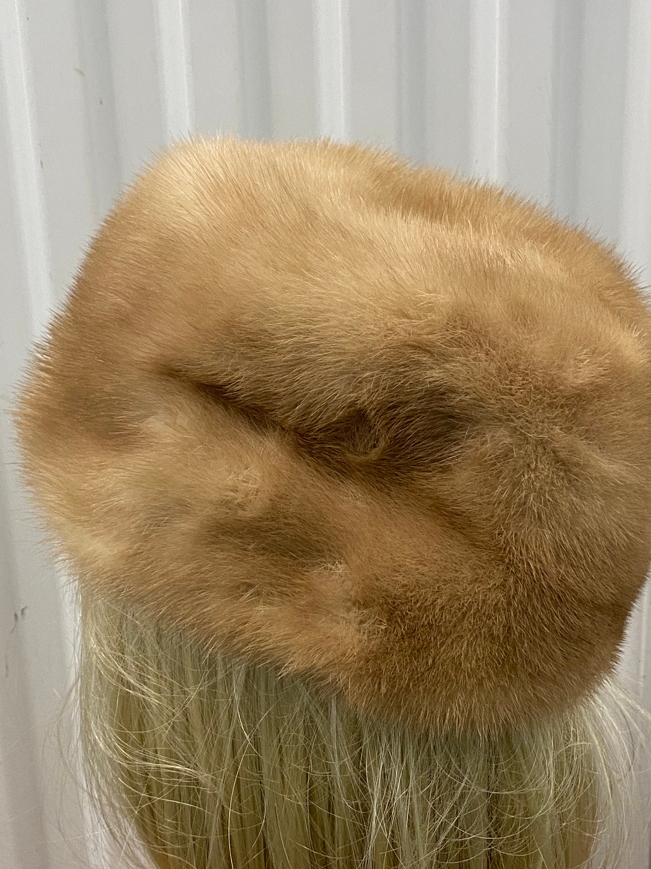 VTG 50s Macys Little Shop Pillbox Hat Brown Sheared Rabbit Fur O/S Macy main image 4