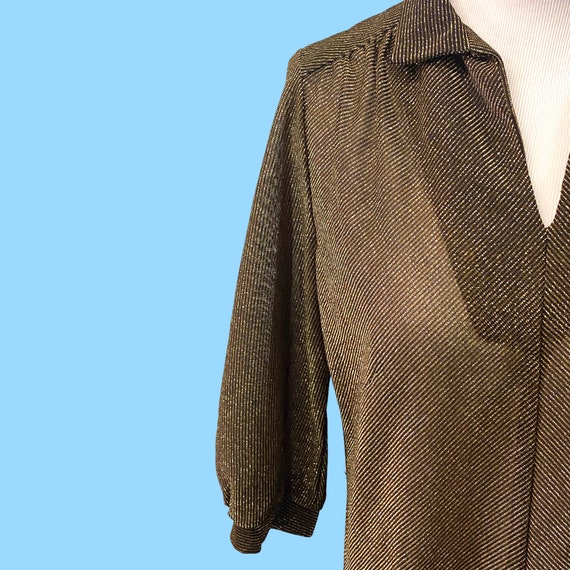 Vintage Metallic Copper Bronze Lame Dress - image 3