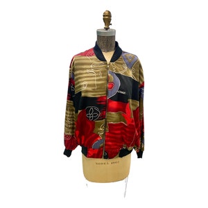Vintage Cascais of California Colorful Designer Silky Jacket Size L