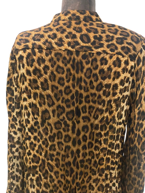 Vintage Harlow Cheetah Leopard Print Blouse Med - image 4