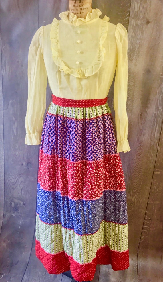 Vtg Cinderella Brand 1970s Boho Chic Maxi Peasant 