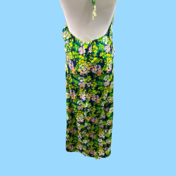 Vintage Maxi Halter Neck Floral Sun Dress Medium - image 9