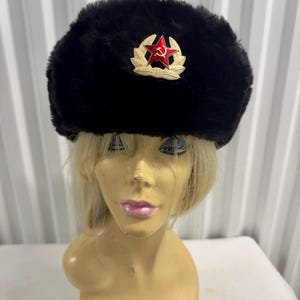 Genuine Vintage Russian Army Fur Hat  Small Size 23&quot; Circumference