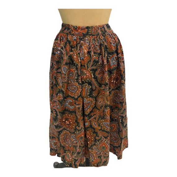 Vintage 1970s Sears Brown Paisley Cotton Pleated … - image 2