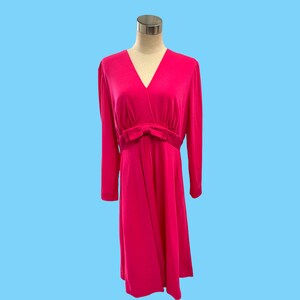 Vintage 1970s Miss Elliette California Fuschia Empire Waist Dress Med.