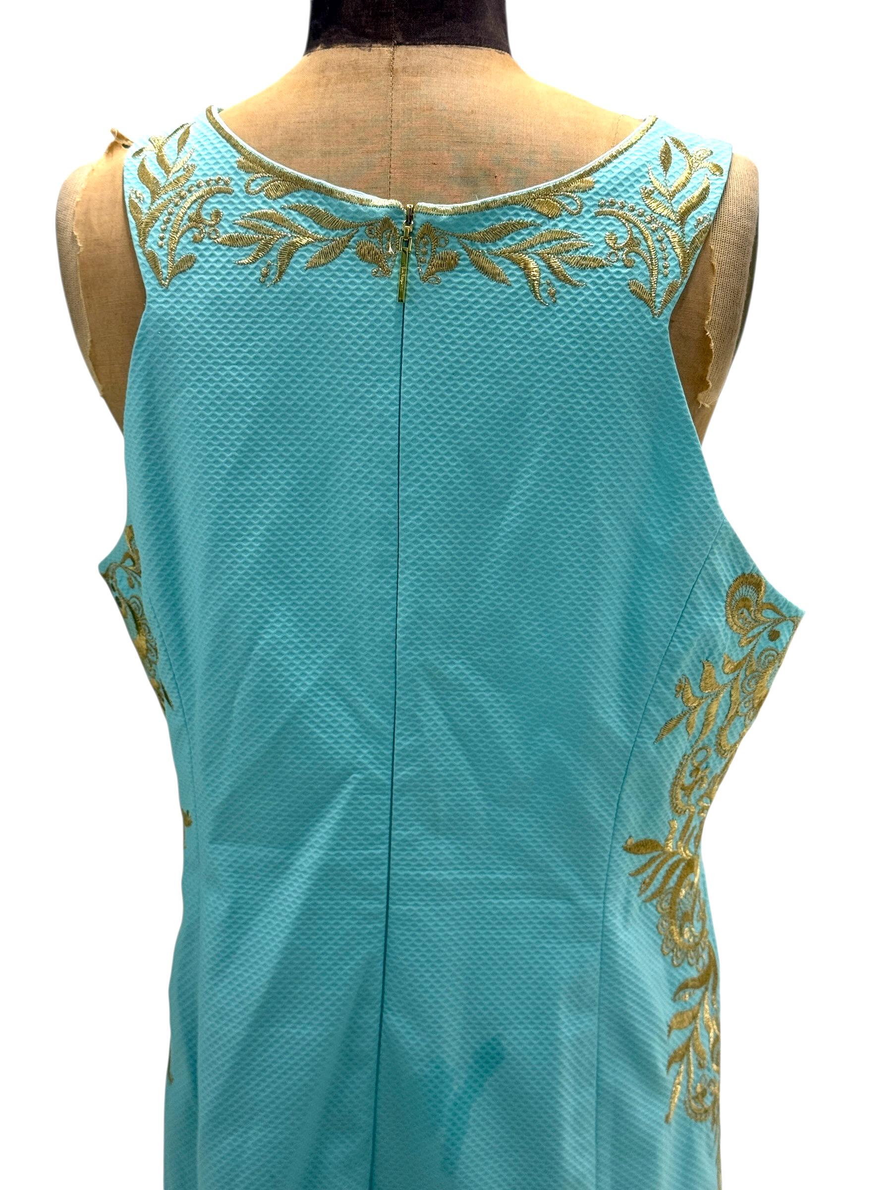 Lilly Pulitzer Gold Embroidered Tina Stretch Blue Ibiza Dress Sz 16 - Etsy